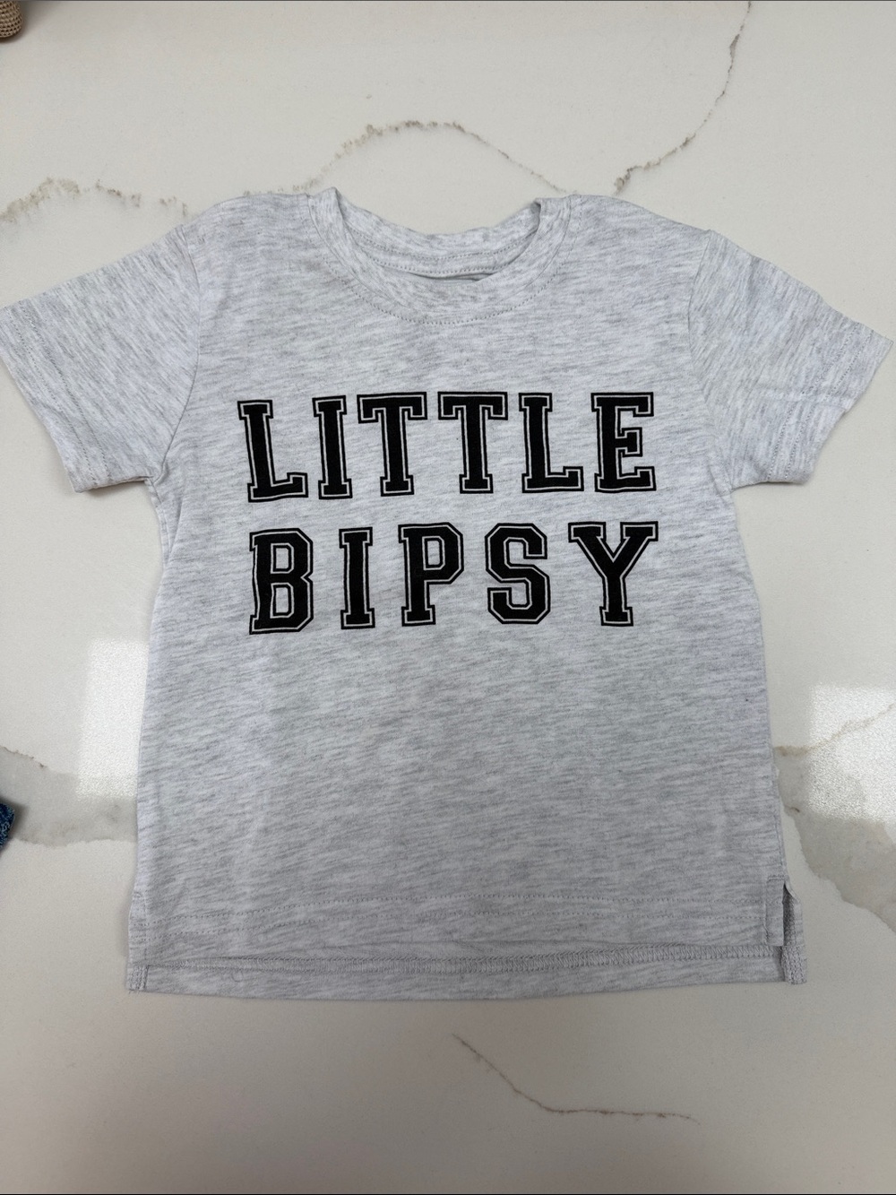 Little Bipsy Heather Gray Tee with Black Lettering
